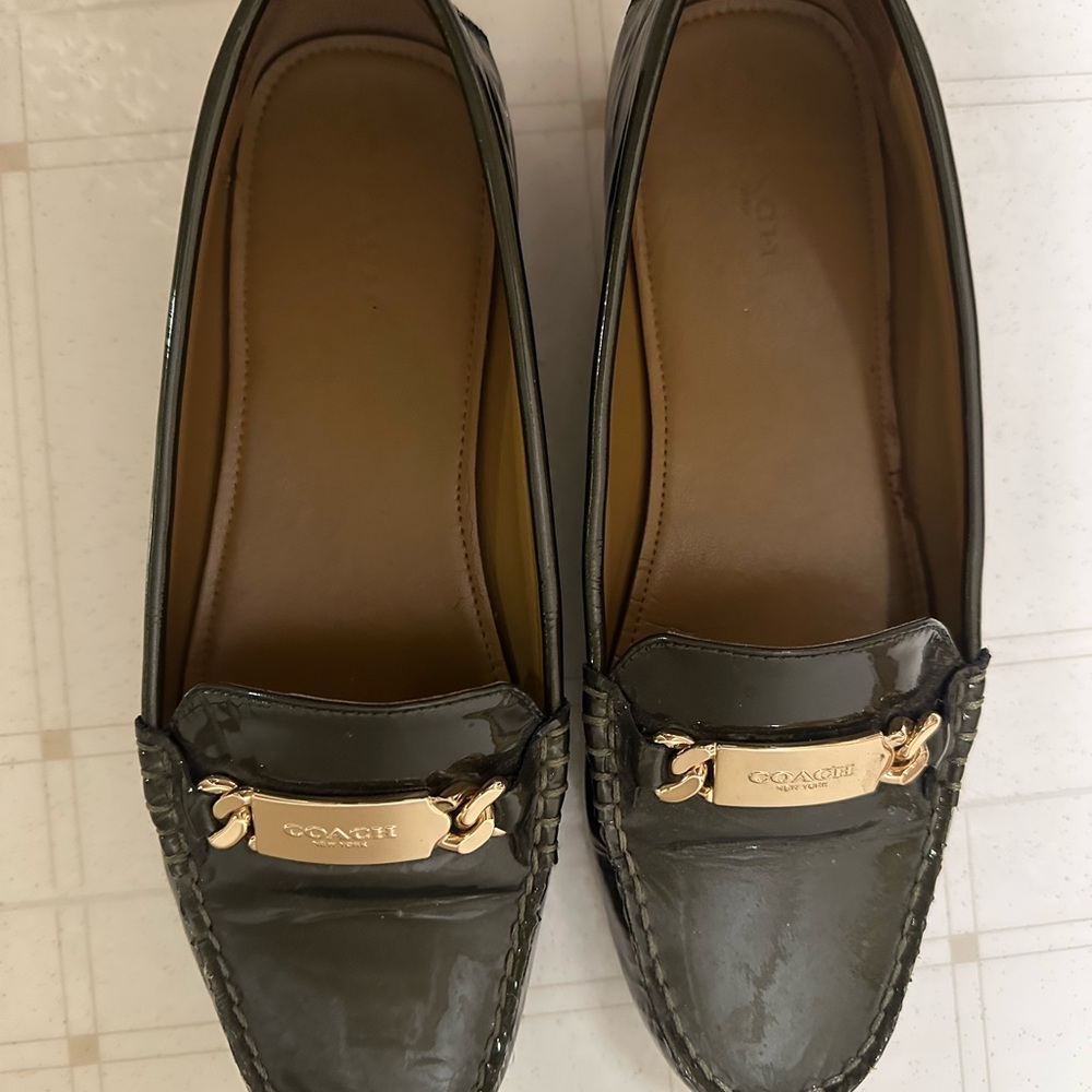 Coach Women's Patent Leather Black Loafers